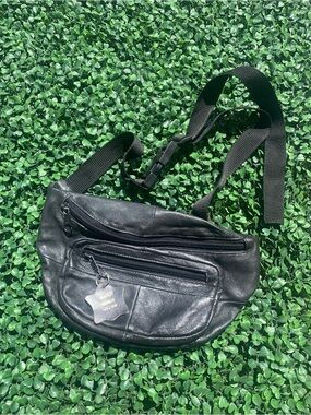 Vintage Buxton black cashmere lambskin patchwork Fanny pack